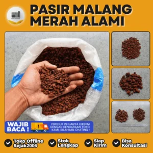 pasir malang merah untuk taman, kolam dan Aquascape