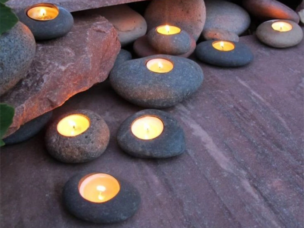 tempat lilin batu alam