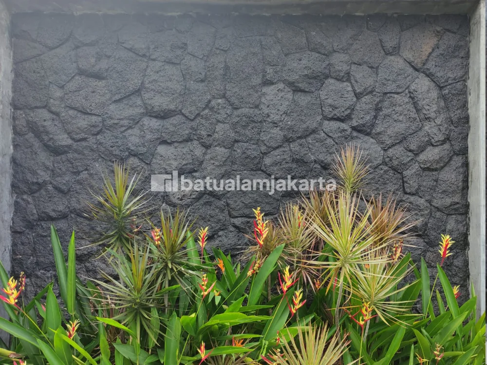 dinding taman batu alam curi acak