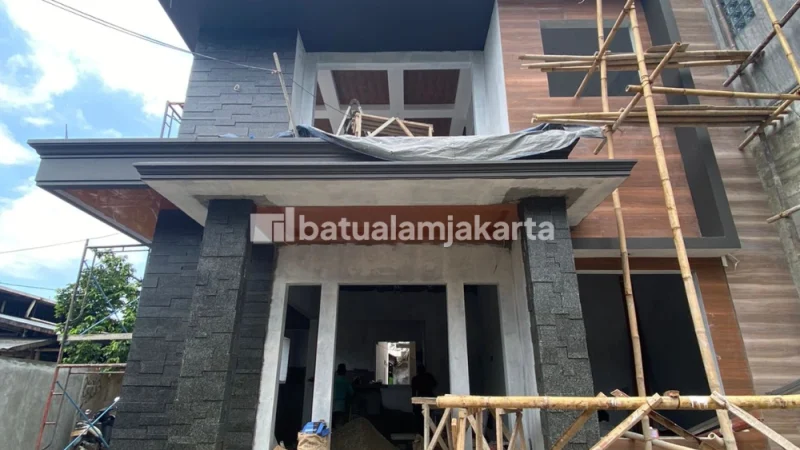 dinding fasad batu alam basalto hitam