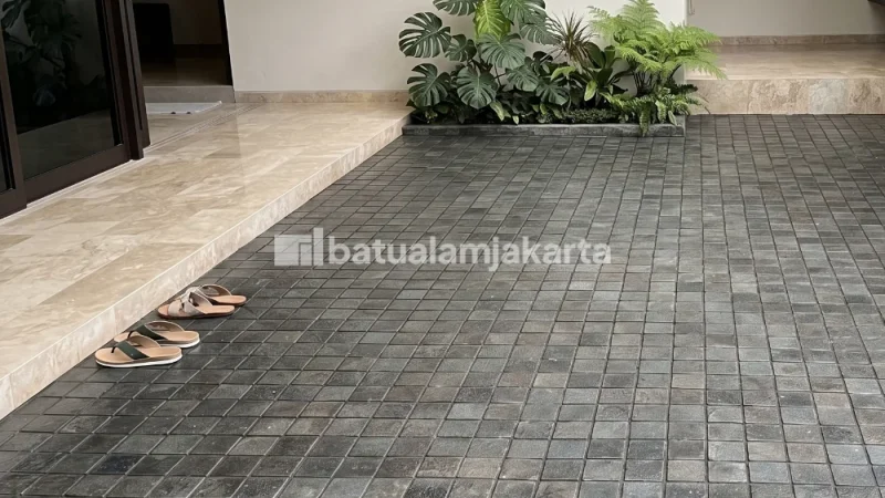 lantai carport batu andesit cobble 10x10 v2