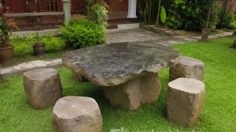 meja kursi batu alam